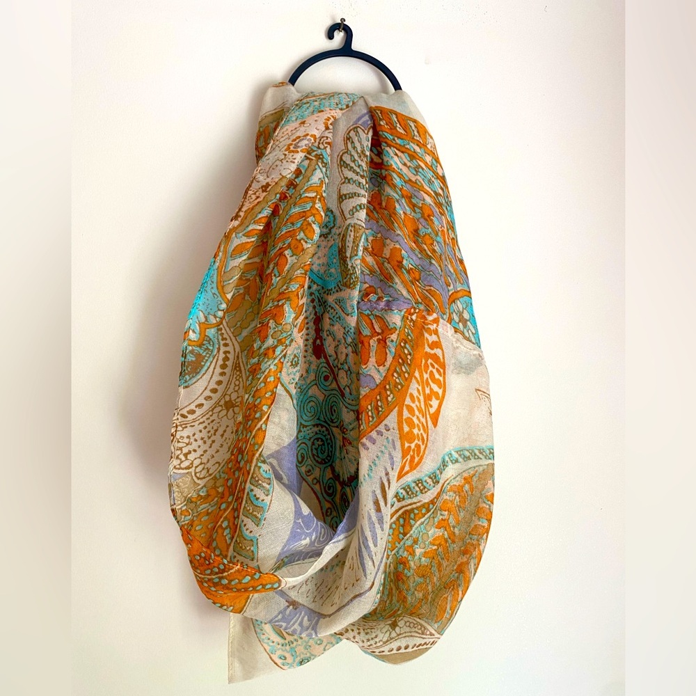 Boho hippie infinity Paisley Scarf shawl wrap earthtones